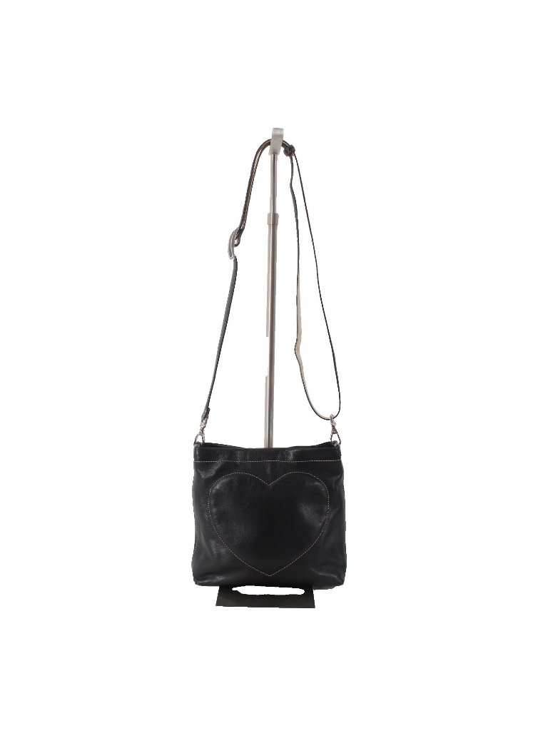 Brighton Purse 8 X 8 X 1 Black Silver Hardware White Stitching Leather Xbody